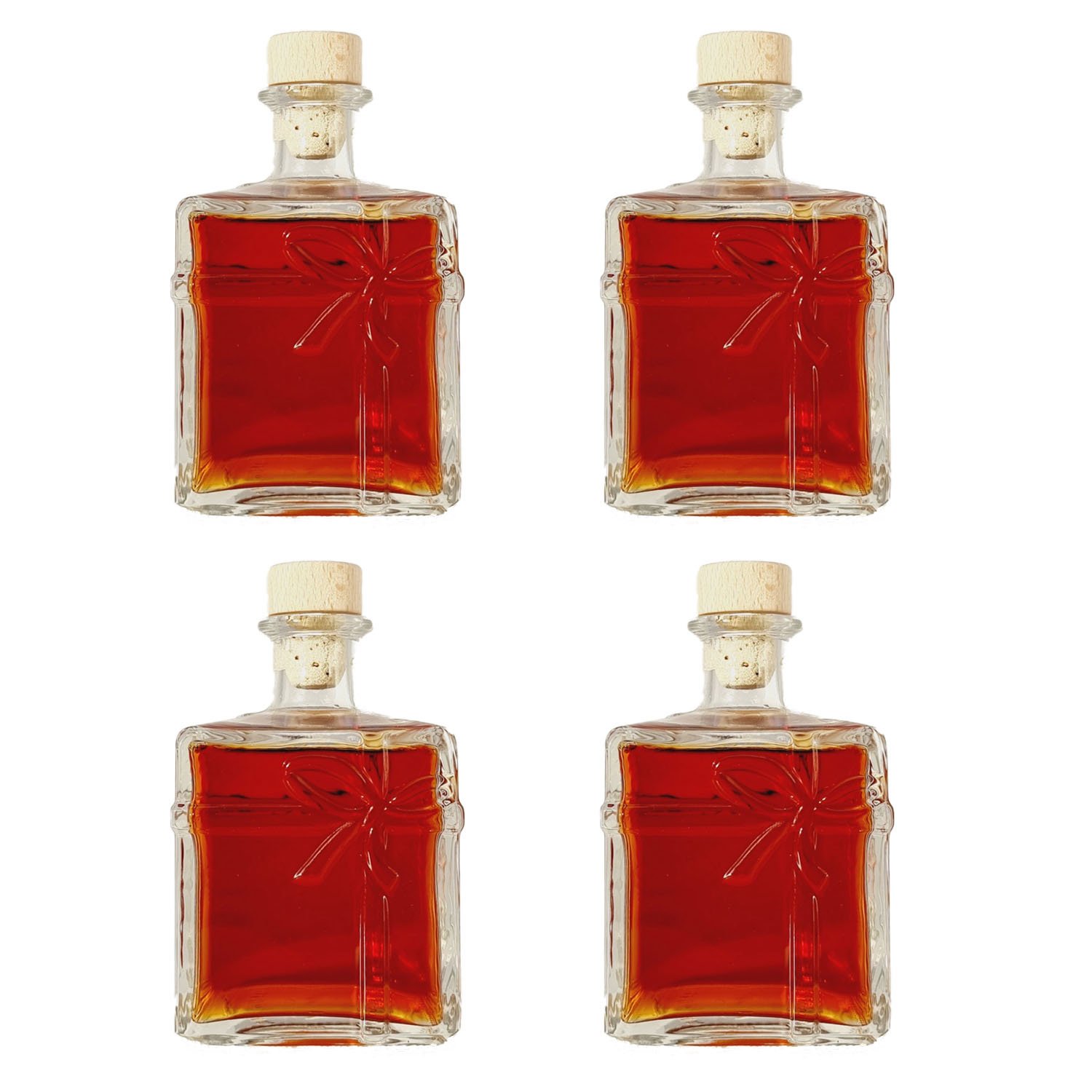 Geschenk-Flasche 350 ml 4er-Set mit Korken