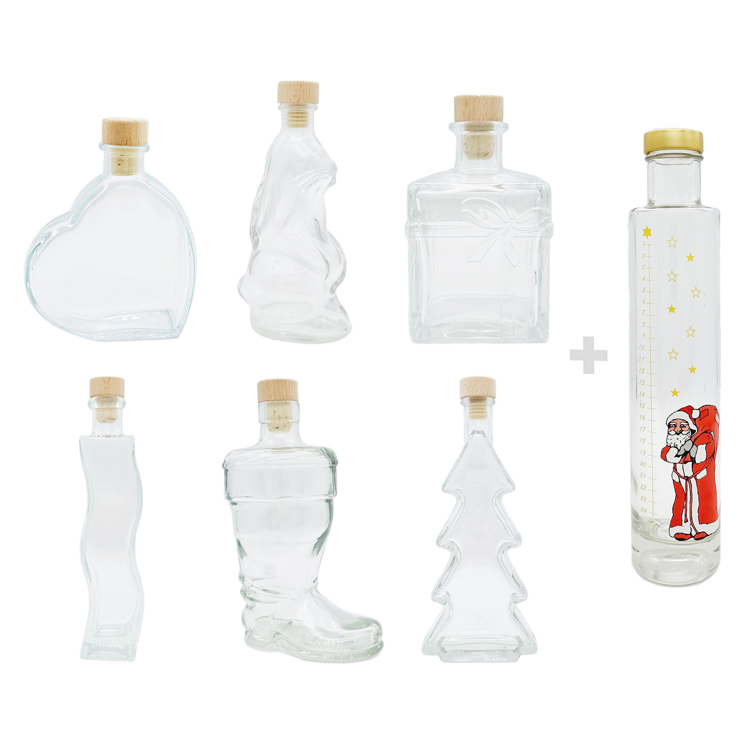 Dekoflaschen-Set "365 Tage" + gratis Weihnachtsmannflasche Dekoflaschen-Set "365 Tage" + gratis Weihnachtsmannflasche