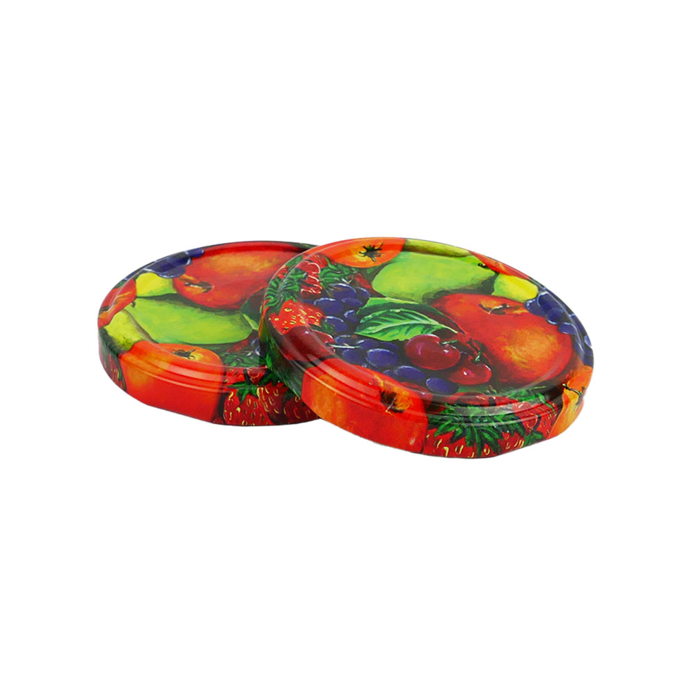 Weithalsdeckel TO66 Fruchtmotiv, nicht für ölhaltige Produkte geeignet, mit Button Weithalsdeckel TO66 Fruchtmotiv, nicht für ölhaltige Produkte geeignet, mit Button