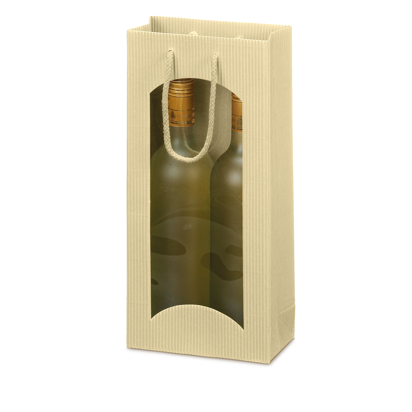 Tragetasche Creme offene Welle mit Fenster 2er 