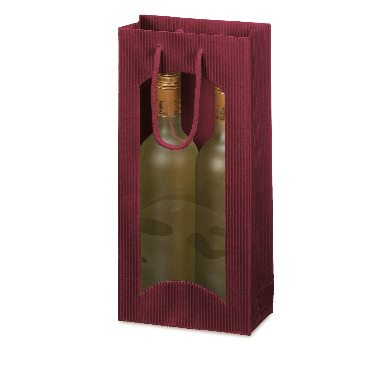Tragetasche Bordeaux offene Welle mit Fenster 2er