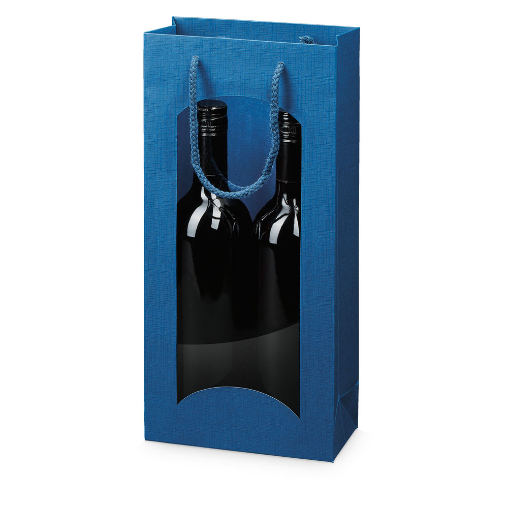 Papiertragetasche Satina Dunkelblau mit Fenster 2er mit Strukturprägung Papiertragetasche Satina Dunkelblau mit Fenster 2er mit Strukturprägung