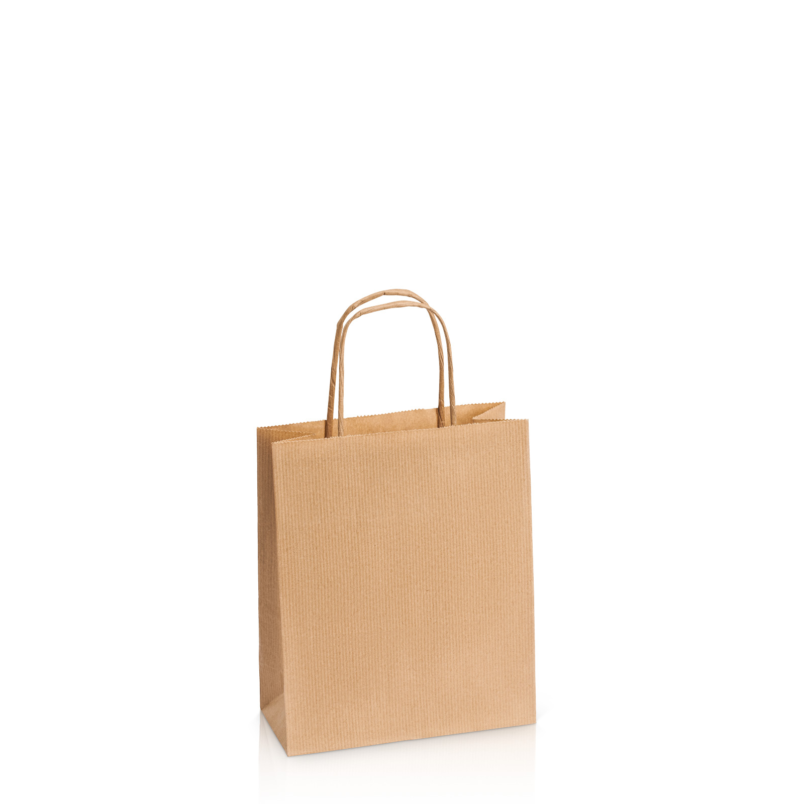 Einkaufstasche aus Kraftpapier Natur gerippt S Einkaufstasche aus Kraftpapier Natur gerippt S