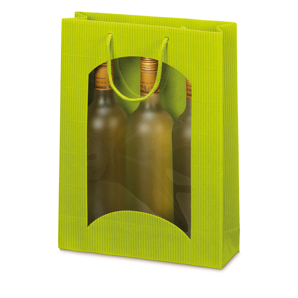 Tragetasche Limette offene Welle mit Fenster 3er