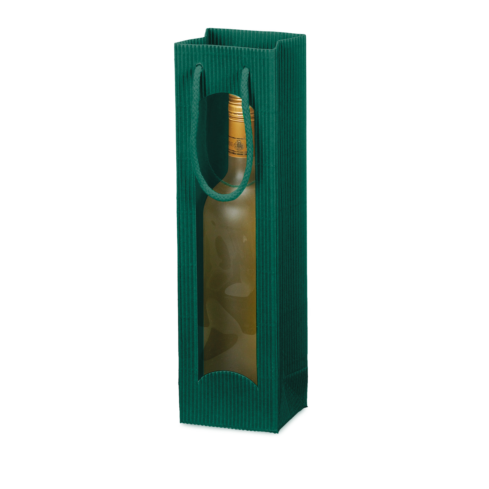 Tragetasche Dunkelgrün offene Welle mit Fenster 1er