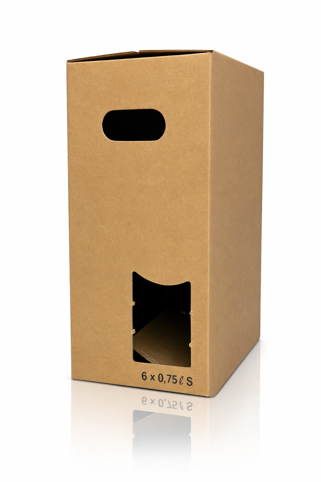 Einwegkarton 6 x 0,75l "S" braun mit Automatikboden und Einsteckdeckeln
