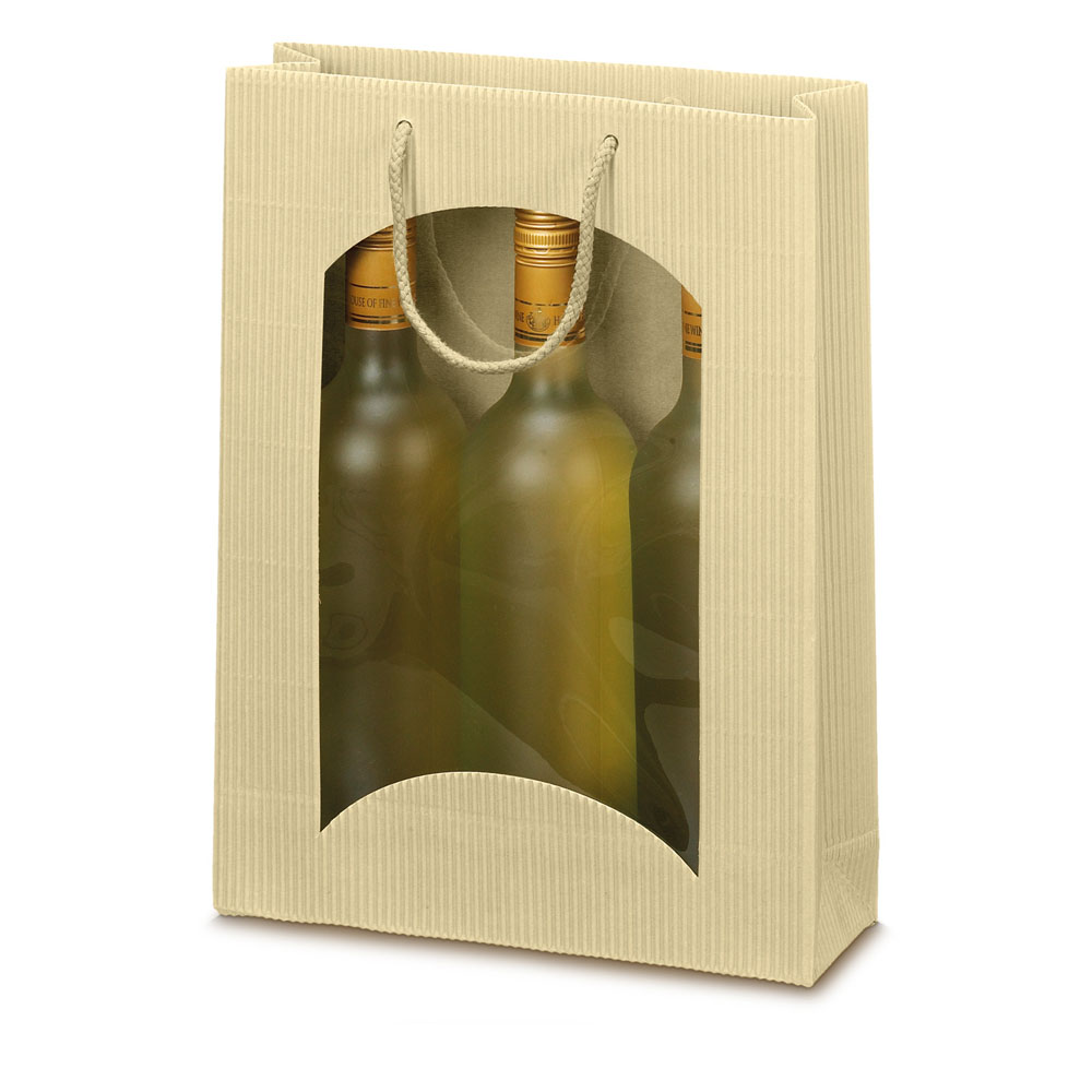 Tragetasche Creme offene Welle mit Fenster 3er