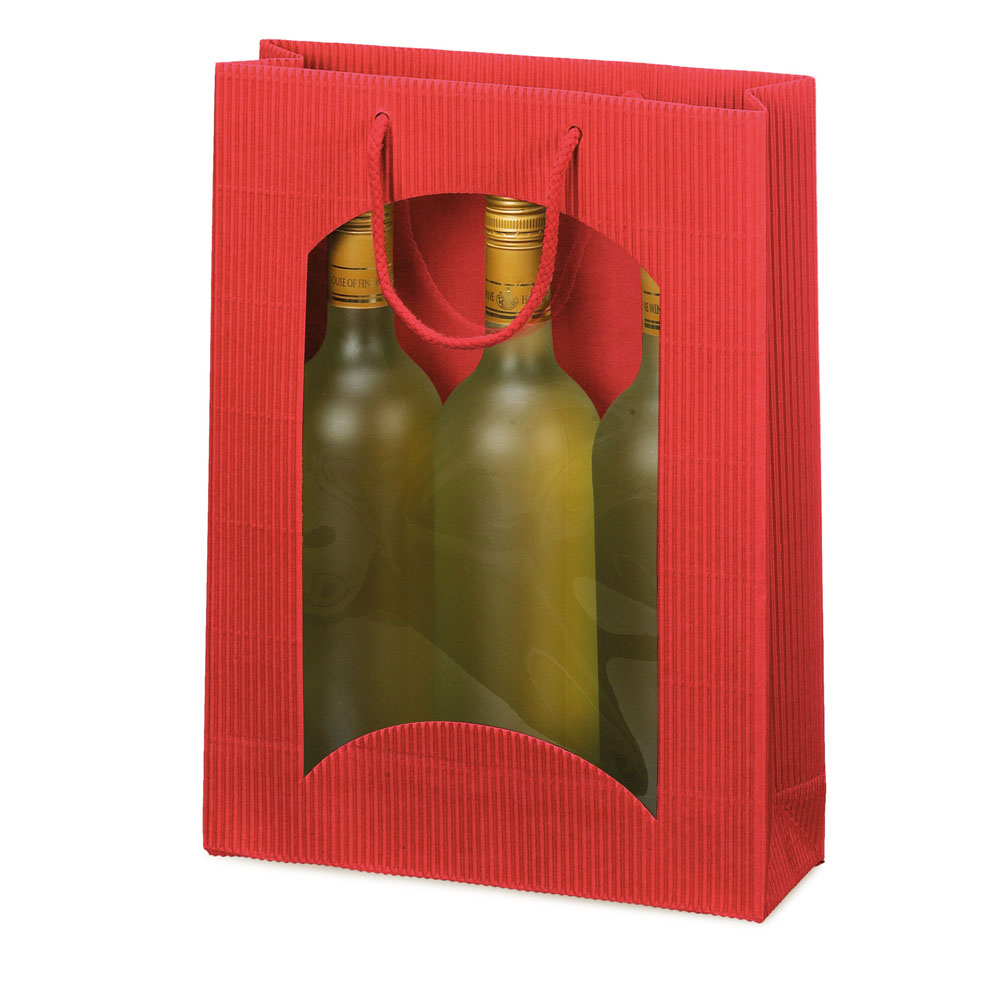 Tragetasche Rot offene Welle mit Fenster 3er