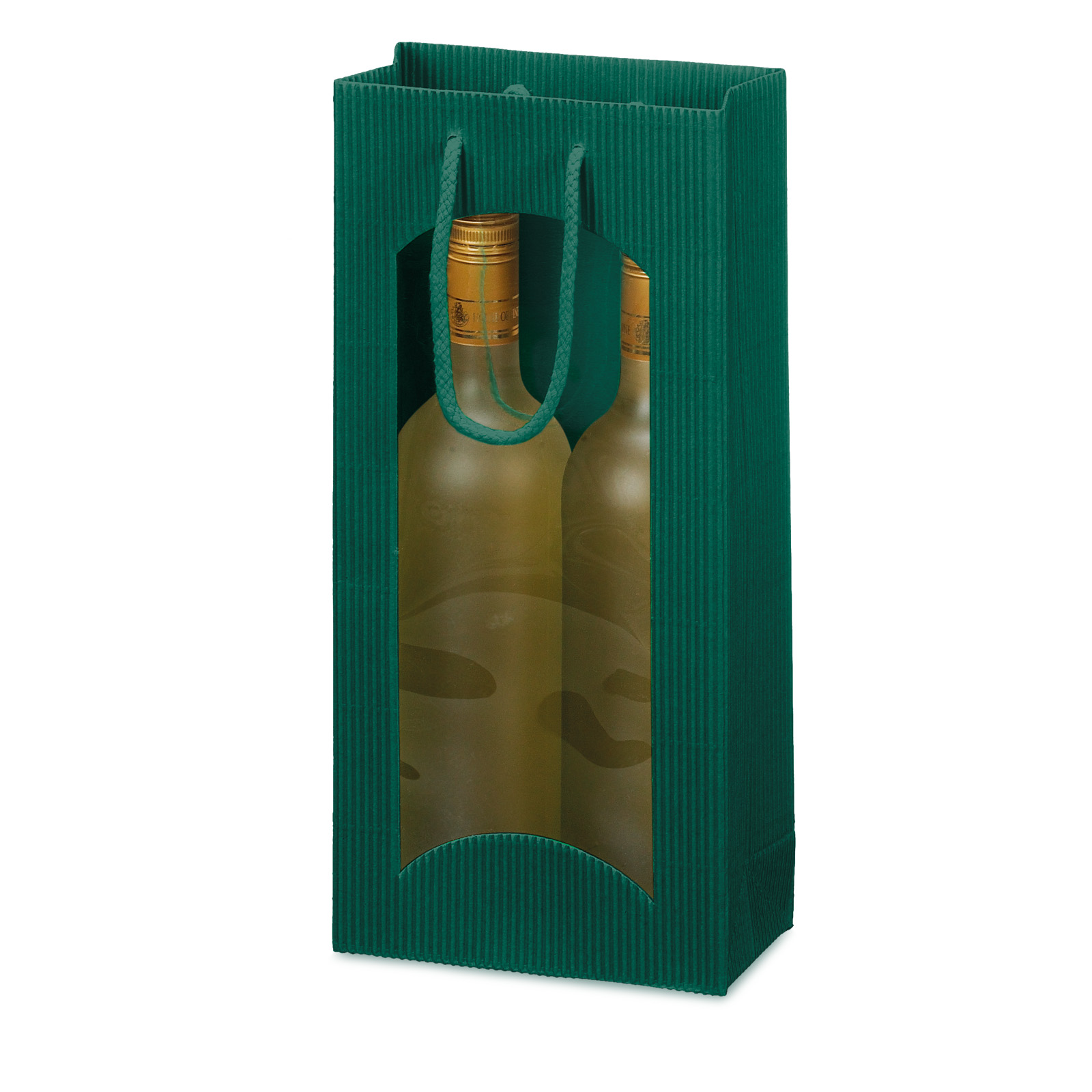 Tragetasche Dunkelgrün offene Welle mit Fenster 2er